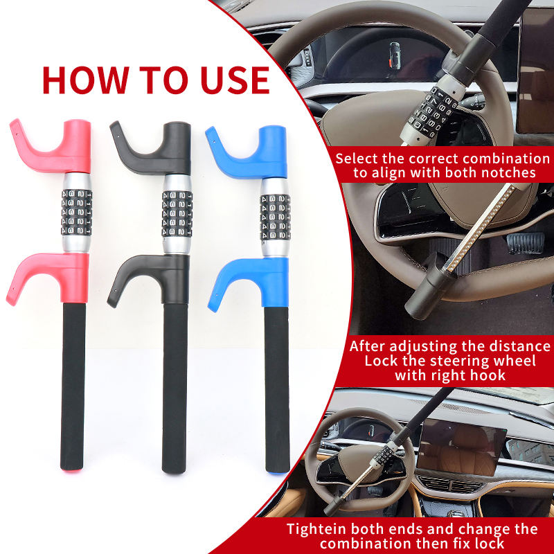 X-racing SWL-00017 Universal Double Hook Steering Wheel Lock - Anti-Theft Car Security Device