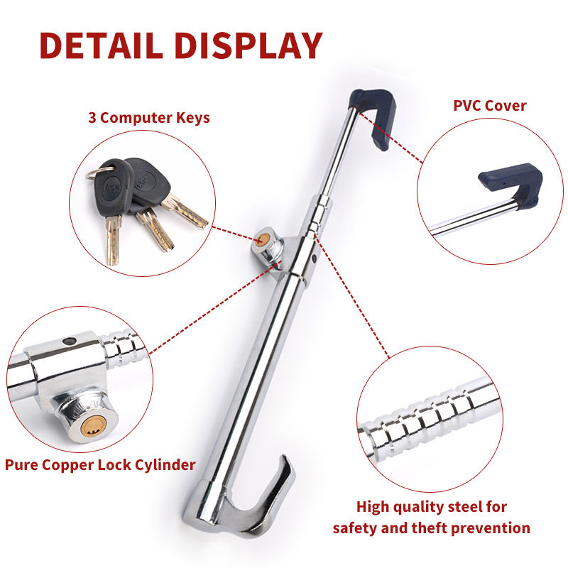 X-Racing SWL-00012 Universal U-Shaped Car Steering Wheel Lock - Heavy Duty Anti-Theft Security Devic